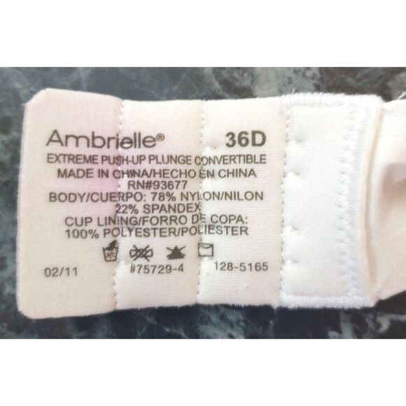 Ambrielle 36D Super Push-Up Plunge Convertible Bra White - Picture 5 of 5